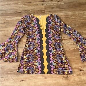 Free People Patterned Bell Sleeve Dress